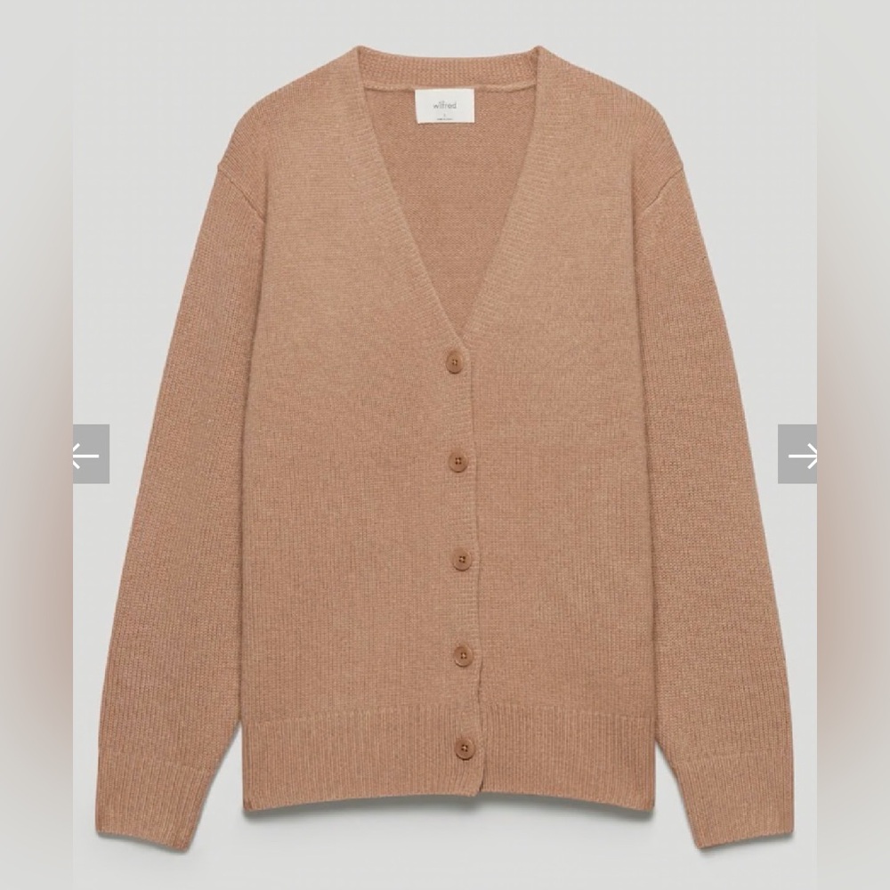 Wilfred Taupe/Camel V-Neck Cashmere Cardigan